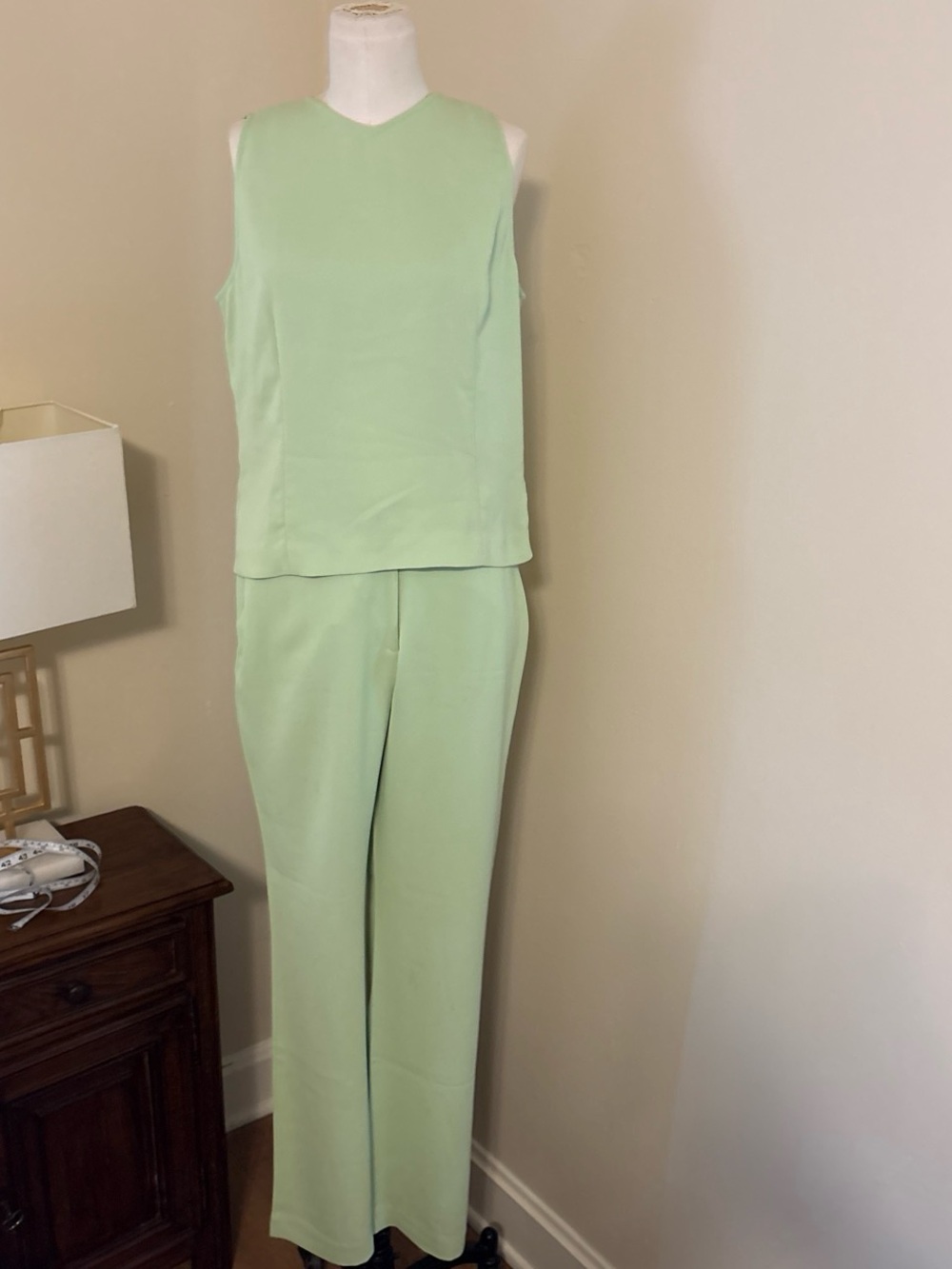 Yansi Fugel Mint Green Sleeveless Wide-Leg Jumpsuit